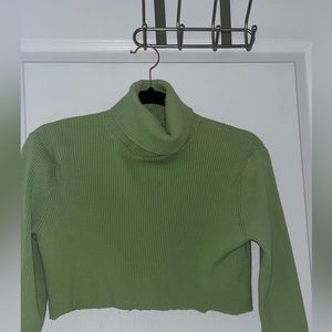 cropped green turtle neck